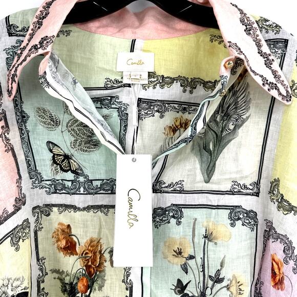 Camilla Long Live Letterpress Mini Shift Shirt Dress Size L - Picture 11 of 14